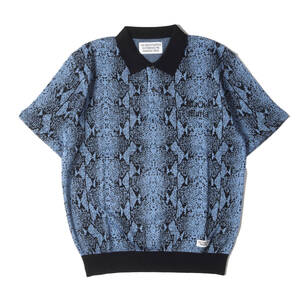 WACKO MARIA ワコマリア ポロシャツ サイズ:M 23SS パイソン柄 ジャガード ニットポロシャツ PYTHON KNIT JACQUARD POLO SHIRT ブルー