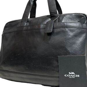 1円～【入手困難品】定価10万円 コーチ COACH トートバッグ ビジネスバッグ ブリーフケース A4 2way レザー メンズ レディース ブラック 黒