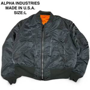 USA製 ALPHA INDUSTRIES アルファインダストリーズ フライトジャケット ミリタリージャケット グリーン オリーブ MA1 MA-1 緑 カーキ 古着