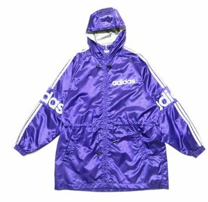 【アパレル】☆極美品☆ ADIDAS アディダス 90s デサント製 ナイロンジャケット ベンチコート トレフォイルロゴ ビッグシルエット