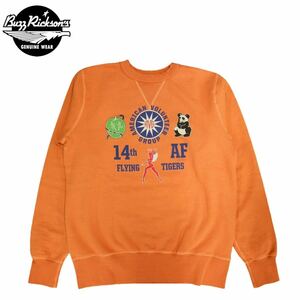 BUZZ RICKSON’S BR69066 159・ORANGE/SIZE L SET-IN CREW NECK SWEAT SHIRTS “14th AIR FORCE”スウェット