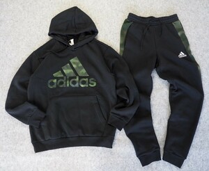 送料1040円～◆新品◆adidas◆アディダス◆カモ柄◆暖！裏起毛◆エッセンシャルズ フレンチテリーパーカー＋パンツSET◆L