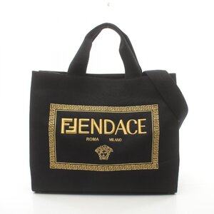 フェンディ FENDI × VERSACE FENDACE フェンダーチェ ブランドオフ FENDI キャンバス トートバッグ キャンバス 中古 レディース