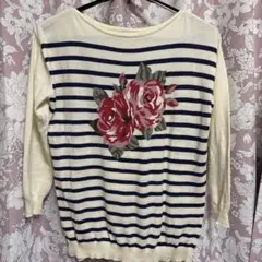 即購入❌Cath Kidston ボートネック花柄ストライプセーター M