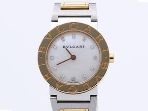 美品　BVLGARI BB P26 SG　ブルガリブルガリ レディース腕時計　コンビ　シェル文字盤　12Pダイヤ　箱、取説付　電池交換済み