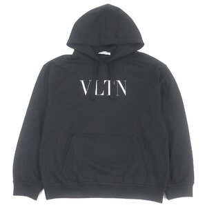 美品□VALENTINO ヴァレンティノ UV3MF14F3TV VLTNロゴプリント プルオーバー フーディー パーカー ブラック S イタリア製 正規品 メンズ