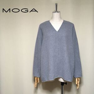 【MOGA】モガ 洗える フリース Vネック プルオーバー カットソー フリーサイズ レディース グレー トップス 日本製 ビギ