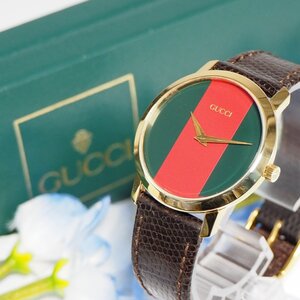 グッチ GUCCI シェリーライン 革ベルト メンズ 腕時計 箱 F225 中古