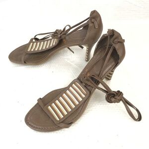 ディーゼル/DIESEL★ハイヒールサンダル【24.0-24.5/US7.5/茶/BROWN】本革/レザー/靴/Shoes/sandal/pumps/japan limited◆Q-570