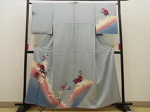 平和屋野田店■訪問着　手描き　草花文　暈し染め　逸品　n-ne1754