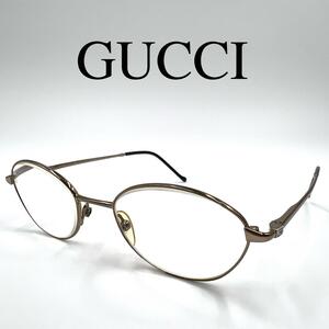 GUCCI グッチ メガネ 眼鏡 度入り サイドロゴ フルリム ゴールド