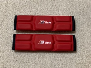 マイクロファイバーレザー　低反発　赤ＳLINE Audi　アウディ　シートベルト パッド