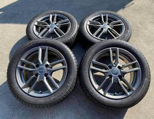 【レアサイズ プジョー シトロエン EURO TECH 15インチ アルミ ホイール&ミシュラン X-ICE 195/55R15 15×6J +25 4穴 PCD108 4本セット】