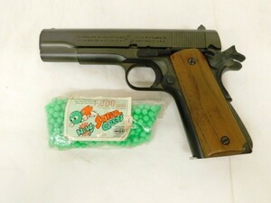 T713★TANAKA WORKS ブローバック M1911A1 ガバメント ガスガン 木製 グリップ タナカワークス ビンテージ BB弾 2点 ★送料690円〜