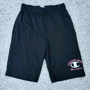 1121／150／Champion　キッズ　女の子　ボトムス　 ジャージ ハーフパンツ　黒　ブラック　スポーツウェア