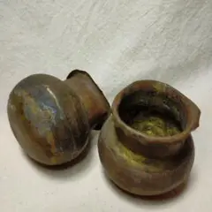 ビンテージ コパー製壺【小】２個 インド製 水壺 オブジェ アンティーク g30