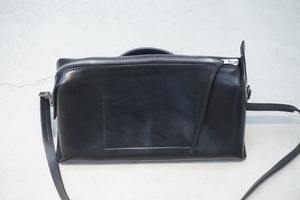 美品 正規 Rick Owens リックオウエンス TOP HANDLE BAG レザー ハンドル バッグ ショルダー クラッチ スクエア 黒 本物516O▲