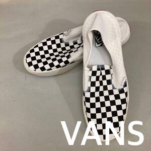 【新品未使用】バンズ VANS スリッポン　メッシュ　白　黒　チェック　スニーカー ローカットComfy CUSH バンズボルト OFF THE WALL 大きめ