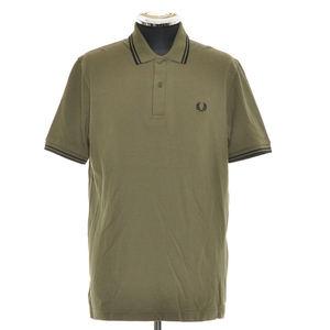 ●525684 FRED PERRY フレッドペリー ●ポロシャツ 半袖 M12 イングランド製 サイズ40/L 英国製 メンズ カーキ グリーン