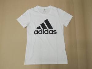 H-010-3【新品】 adidas アディダス ビックロゴ 半袖 Tシャツ ホワイト レディース サイズS【タグ無し】