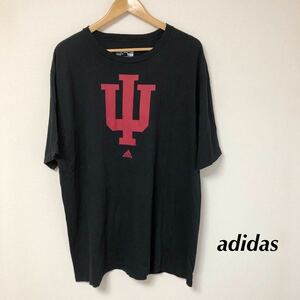 adidas /アディダス /メンズ2X 半袖Tシャツ プリントTシャツ ロゴT 黒×赤 コットン100% スポーツ カジュアル USA古着