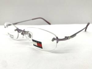 14K-156 新品 眼鏡 メガネフレーム チタン TOMMY HILFIGER 日本製 13g 52□17-135 フチなし ラインストーン シンプル レディース 女性 