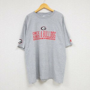 XL/古着 半袖 Tシャツ メンズ ジョージアブルドッグズ フットボール 大きいサイズ クルーネック 濃グレー 霜降り 23aug07 中古