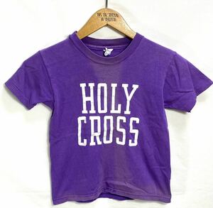 ■ 子供用 80s ビンテージ USA製 Champion チャンピオン カレッジ ” HOLY CROSS ” ホーリークロス大学 ロゴ 半袖 Tシャツ サイズS 紫 ■