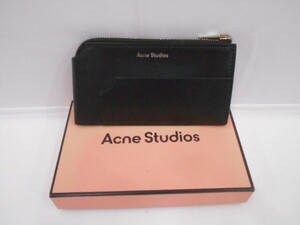 76 送60サ 0825$D06 Acne Studios アクネ ストゥディオス 小銭入れ カードケース コインケース ファスナー付 ブラック 中古品