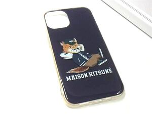 ■極美品■ Maison Kitsune メゾンキツネ PVC iPhone13 対応 アイフォンケース スマホケース ネイビー系 FJ0301