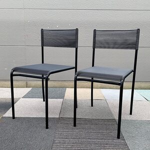 【福岡】Alias アリアス SPAGHETTI スパゲッティ アームレスチェア 2脚セット ブラック イタリア製 Cassina.ixc取扱 ITALY 黒【KK0719-1】