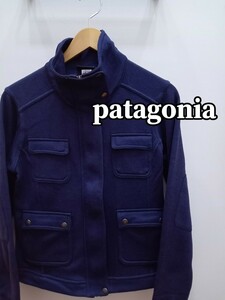 ★H058 patagonia パタゴニア フリースジャケット 裏起毛 レディースS 紺 