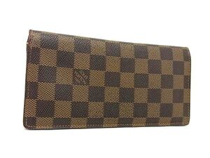 1円 LOUIS VUITTON ルイヴィトン N60017 ダミエ ポルトフォイユ ブラザ 二つ折り 長財布 ウォレット ブラウン系 BM1082