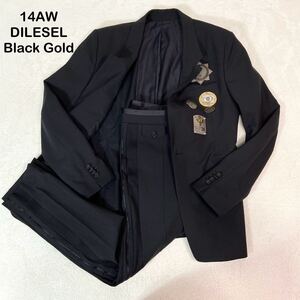 14AW ラウンウェイ　未使用級　DILESEL BLACK GOLD ディーゼル　ブラックゴールド　プレート付き　テーラードジャケット　パンツ　上下　黒