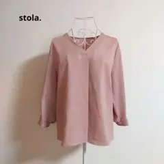 stola.　ストラ　おしゃれなデザイン袖　Vネック　七分袖　カットソー