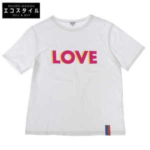 新品同様 Deuxieme Classe ドゥーズィエムクラス ×KULE コットン100% LOVE クルーネック Tシャツ トップス レディース ホワイト S