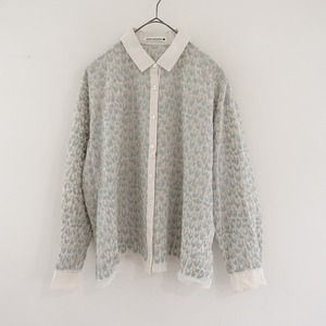 【定価8.2万】ミナペルホネン mina perhonen *moss flower ブラウス*38刺しゅう綿コットン長袖エクリュ薄手(4-2409-138)【51J42】