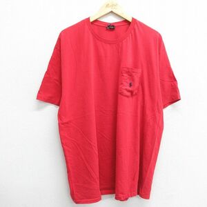 XL/古着 ラルフローレン 半袖 ビンテージ ブランド Tシャツ メンズ 90s ワンポイントロゴ 胸ポケット付き 大きいサイズ コットン クルーネ