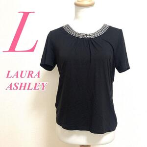 LAURA ASHLEY 半袖 Tシャツ L ブラック シルバー カットソー