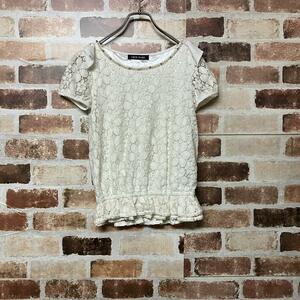 【CECIL McBEE】ショルダーリボンレース半袖Tシャツ