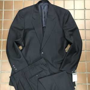 【新品★激安スーツ】紳士服　背広　リクルートスーツ/サイズL A6/ブラック　黒に近い紺/センターベンツ　2タック/モヘア混★春夏スーツ