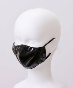 極上★黒エナメル(PVC) ファッションマスク(裏地はエナメル！)Mサイズ(主に女性用)ハンドメイド 光沢抜群