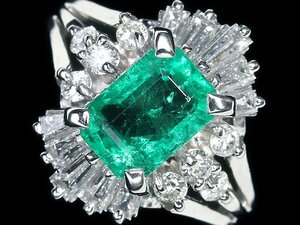 UL11573S【1円～】新品【RK宝石】≪Emerald≫ 極上美発色 極上天然エメラルド 大粒1.03ct 極上ダイヤモンド 0.5ct Pt900 高級リング ダイヤ