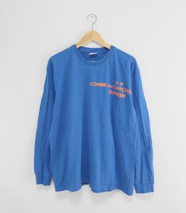 SUPREME × COMME des GARCONS SHIRT ◆ L/S Tee 長袖 Tシャツ ブルー XLサイズ カットソー USA製 コムデギャルソン シュプリーム ◆XE19