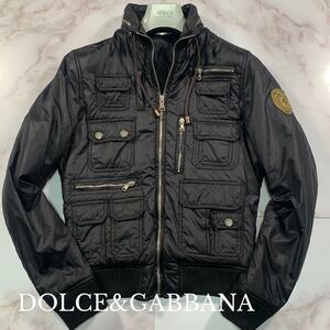 Lサイズ相当●D&G Dolce＆Gabbana ドルチェ＆ガッバーナ M-65 マルチポケット ミリタリー ナイロンジャケット ブルゾン ロゴワッペン 刺繍