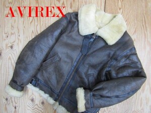 ★アヴィレックス AVIREX★メンズ 羊毛皮 B-3 ムートンフライトジャケット USA製 38★R61124075A