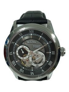 BULOVA◆自動巻腕時計/アナログ/レザー/BLK/BLK/96A135