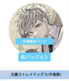 文豪ストレイドッグス中島敦3個缶バッジゲーマーズ冬の本まつり　2024→2025