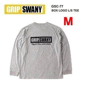 GRIP SWANY グリップスワニー ボックスロゴ ロングＴシャツ グレー M　GSC-77　メンズ　ロンＴ　アウトドア　キャンプ