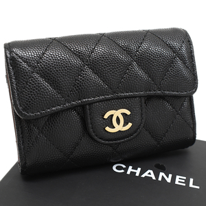 セール 新品同様 シャネル マトラッセ キーケース 4連 AP0222 キャビアスキン ココマーク レザー ブラック CHANEL